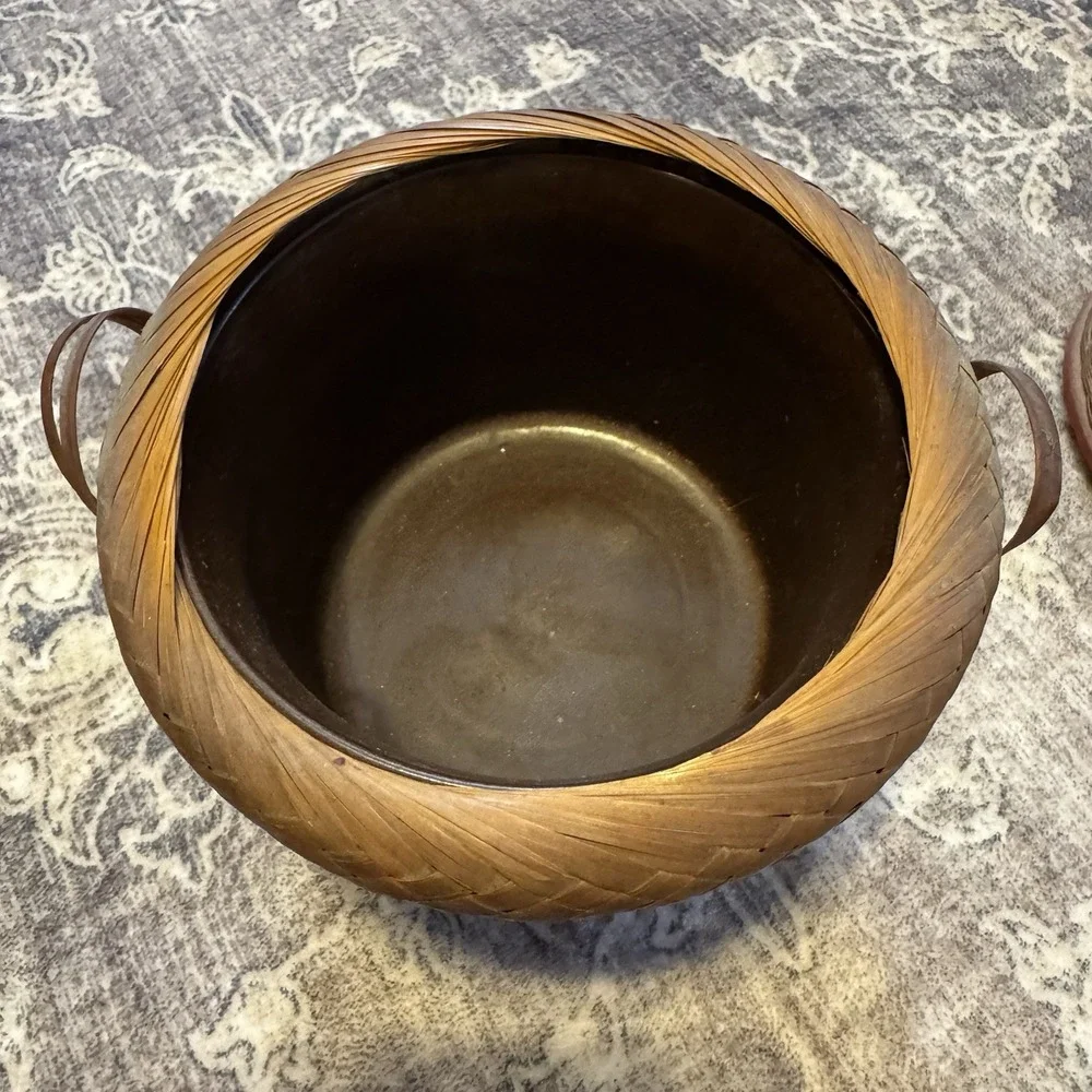 Vintage Shanghai Sticky‎ Rice Hand Woven Basket With Lid